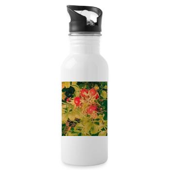 Autumn is coming flowers green orange yellow blue - 20 oz Water Bottle - white - Right