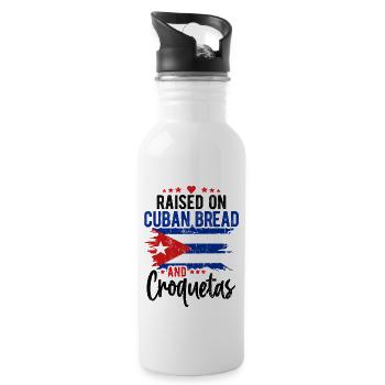 Raised on Cuban Bread and Croquetas Hispanic Month - 20 oz Water Bottle - white - Right