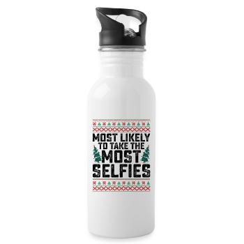 Most Likely To Take The Most Selfies - 20 oz Water Bottle - white - Right