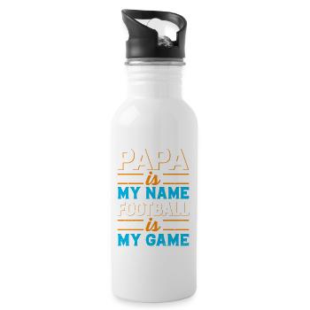 Papa is My Name Football is My game - 20 oz Water Bottle - white - Right