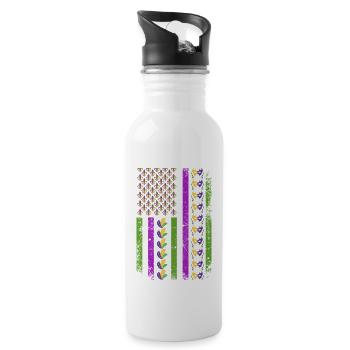 Colorful Flag, Mardi Gras Gift - 20 oz Water Bottle - white - Right
