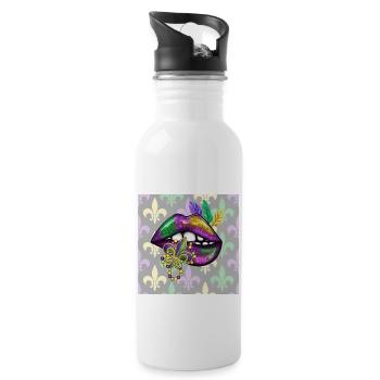Party Lips,Mardi Gras Gift - 20 oz Water Bottle - white - Right