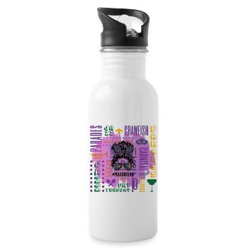 NOLA & Fat Tuesday,Mardi Gras Gift - 20 oz Water Bottle - white - Right
