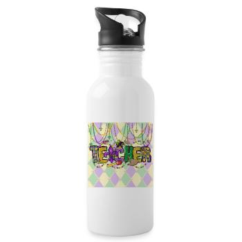 Party Teacher,Mardi Gras Gift - 20 oz Water Bottle - white - Right