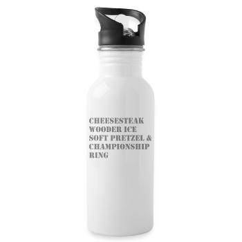 Cheesesteak wooder ice soft pretzel and championsh - 20 oz Water Bottle - white - Right