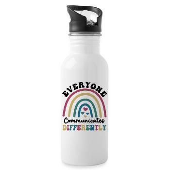 Everyone Communicates Differently - 20 oz Water Bottle - white - Right