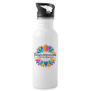 Everyone Communicates Differently - 20 oz Water Bottle - white - Right