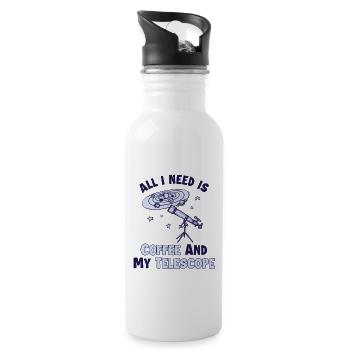 Coffee and my Telescope Cosmologist - 20 oz Water Bottle - white - Right