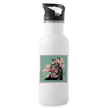 Japanese Art Cat Ninja Ukiyoe - 20 oz Water Bottle - white - Right