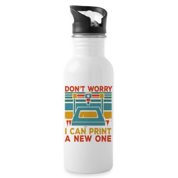 Vintage Retro 3D Printer Printing Geeks Gifts - 20 oz Water Bottle - white - Right