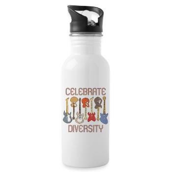Celebrate Diversity Funny Too Many Guitar - 20 oz Water Bottle - white - Right