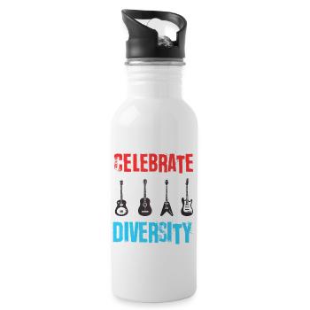 Celebrate Diversity Funny Guitar Player Musician - 20 oz Water Bottle - white - Right