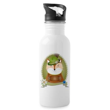 cute fox in costume with hat and leather trousers - 20 oz Water Bottle - white - Right