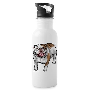 English Bulldog Red And White - 20 oz Water Bottle - white - Right