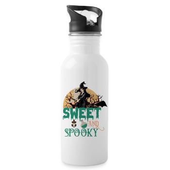 Halloween Sweet And Spooky Witch Bat - 20 oz Water Bottle - white - Right