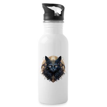 Gothic Crescent Moon cat darkness - 20 oz Water Bottle - white - Right