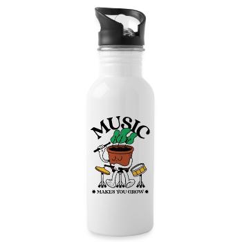 Music Makes You Grow Plant Drummer - 20 oz Water Bottle - white - Right