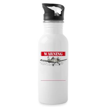 Funny Pilot Crop Duster Aviation, I May Talk - 20 oz Water Bottle - white - Right