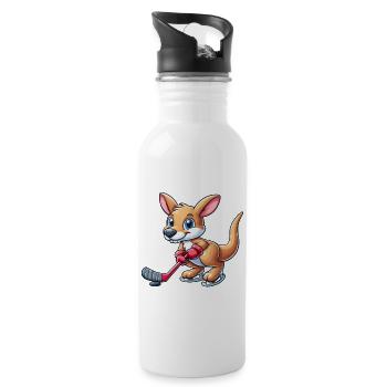 Kangaroo ice hockey player - 20 oz Water Bottle - white - Right