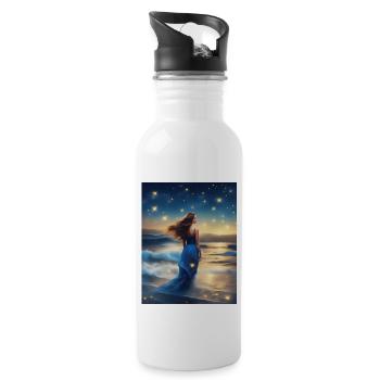 The Lady In Blue - 20 oz Water Bottle - white - Right