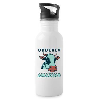 Udderly Amazing Cow - 20 oz Water Bottle - white - Right