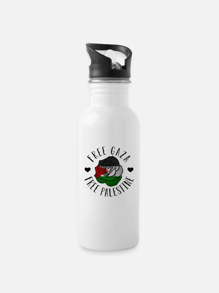 Free Palestine Free Gaza Palestine Flag Palestine - 20 oz Water Bottle - white