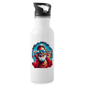 Jolly Santa's Pop Art Selfie - 20 oz Water Bottle - white - Right