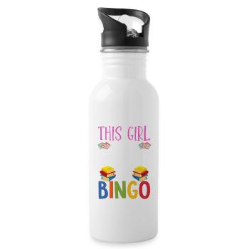 This Girl Runs On Books And Bingo - 20 oz Water Bottle - white - Right