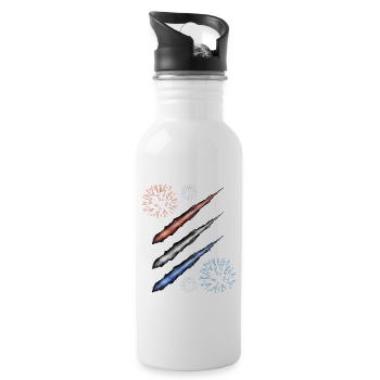 Contrail and Fireworks - Red White and Blue - 20 oz Water Bottle - white - Right