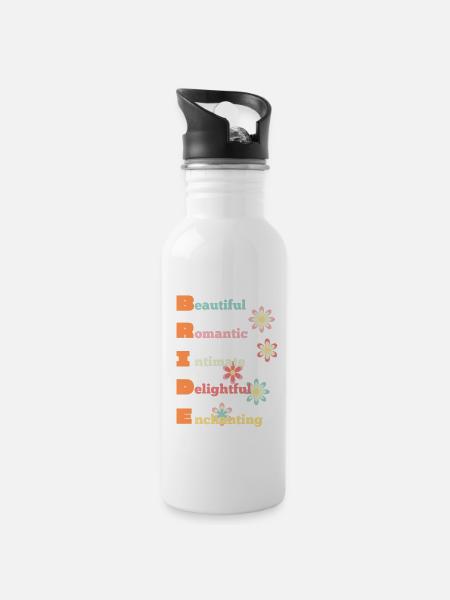 Bride: A Celebration of Love - Floral Design Print - 20 oz Water Bottle - white