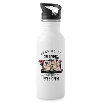 Reading is Dreaming with you eyes open - 20 oz Water Bottle - white - Right