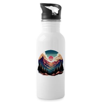 Serene Mountain Sunset - 20 oz Water Bottle - white - Right