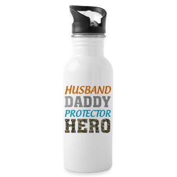 Husband Daddy Protector Hero Graphic - 20 oz Water Bottle - white - Right