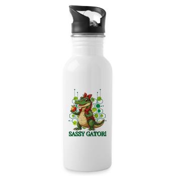 Alligator Apple Cute - 20 oz Water Bottle - white - Right