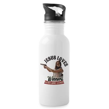 Jesus Loves Winners - 20 oz Water Bottle - white - Right
