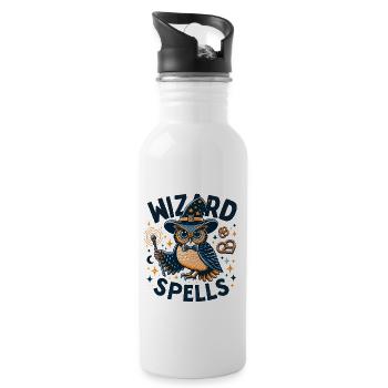 Wizard Owl Magical Pretzel Spells - 20 oz Water Bottle - white - Right
