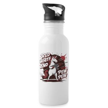 Red White and Pew Pew Pew - 20 oz Water Bottle - white - Right