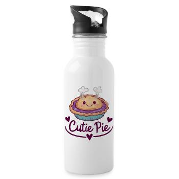 Cute Kawaii Face Cutie Pie - 20 oz Water Bottle - white - Right
