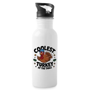 Coolest Turkey At The Table Thanksgiving Dinner - 20 oz Water Bottle - white - Right