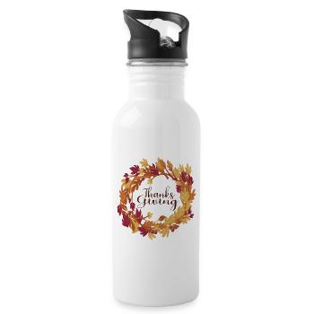 Happy Thanks Giving & Thankful Blessed Unisex - 20 oz Water Bottle - white - Right