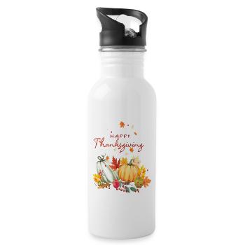 Happy Thanks Giving & Thankful Blessed Unisex - 20 oz Water Bottle - white - Right