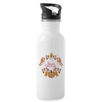 Happy Thanks Giving & Thankful Blessed Unisex - 20 oz Water Bottle - white - Right
