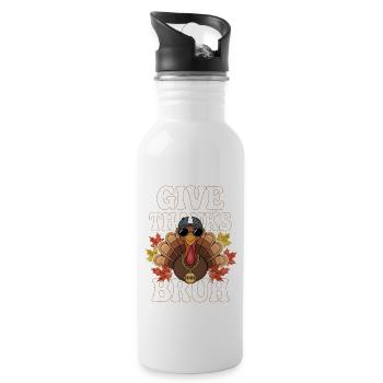 Give Thanks Bro Funny Thanksgiving Thankful Turkey - 20 oz Water Bottle - white - Right