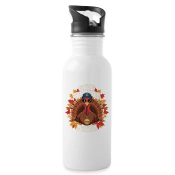 Give Thanks Bro Funny Thanksgiving Thankful Turkey - 20 oz Water Bottle - white - Right