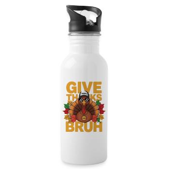 Give Thanks Bro Funny Thanksgiving Thankful Turkey - 20 oz Water Bottle - white - Right