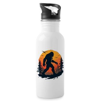 Vintage Retro Bigfoot Sasquatch with Sunset Design - 20 oz Water Bottle - white - Right