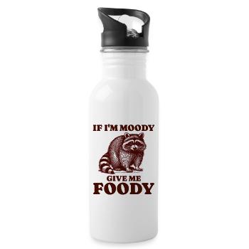 If I'm Moody Give Me Foody Hungry Raccoon Foodie - 20 oz Water Bottle - white - Right