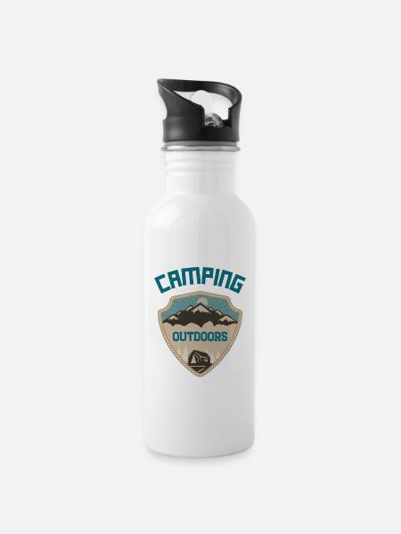 Camping Outdoors - 20 oz Water Bottle - white