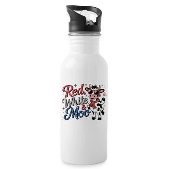 Red White Moo Cow - 20 oz Water Bottle - white - Right
