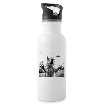 Squirrel on a selfie mission with UFO graphic - 20 oz Water Bottle - white - Right